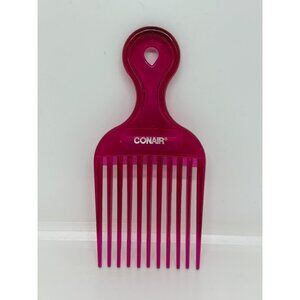 VTG Conair Pink Hair Styling Pick Hard Clear Acrylic Comb Plastic Lift 90s Retro